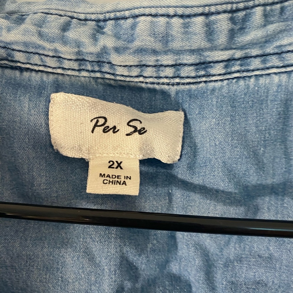 Per Se Light Blue Denim Button down shirt